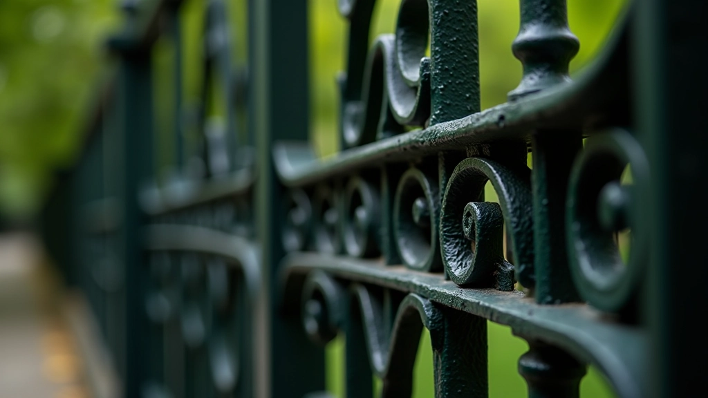 Close-up detail of Victorian-era ornamental gates and railings at St Stephen's Green with intricate metalwork patterns