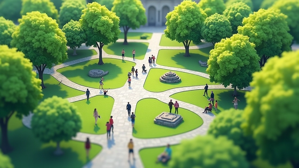 Map-style route connecting two parks through Dublin streets